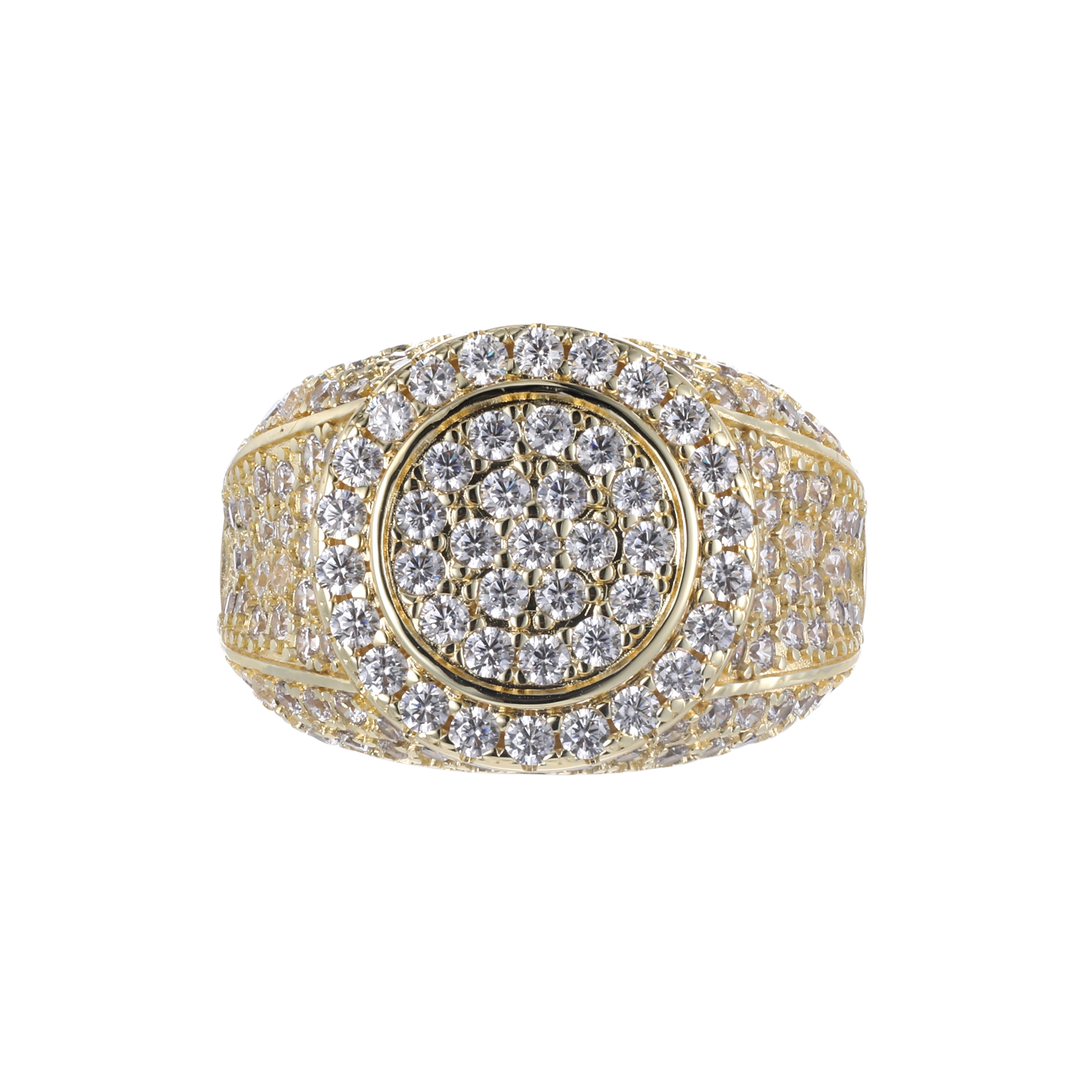 Iced Out Oval Cluster Full Pave Men’s Hip Hop Signet Ring Micro Pave Bling Statement Ring - 图片 2