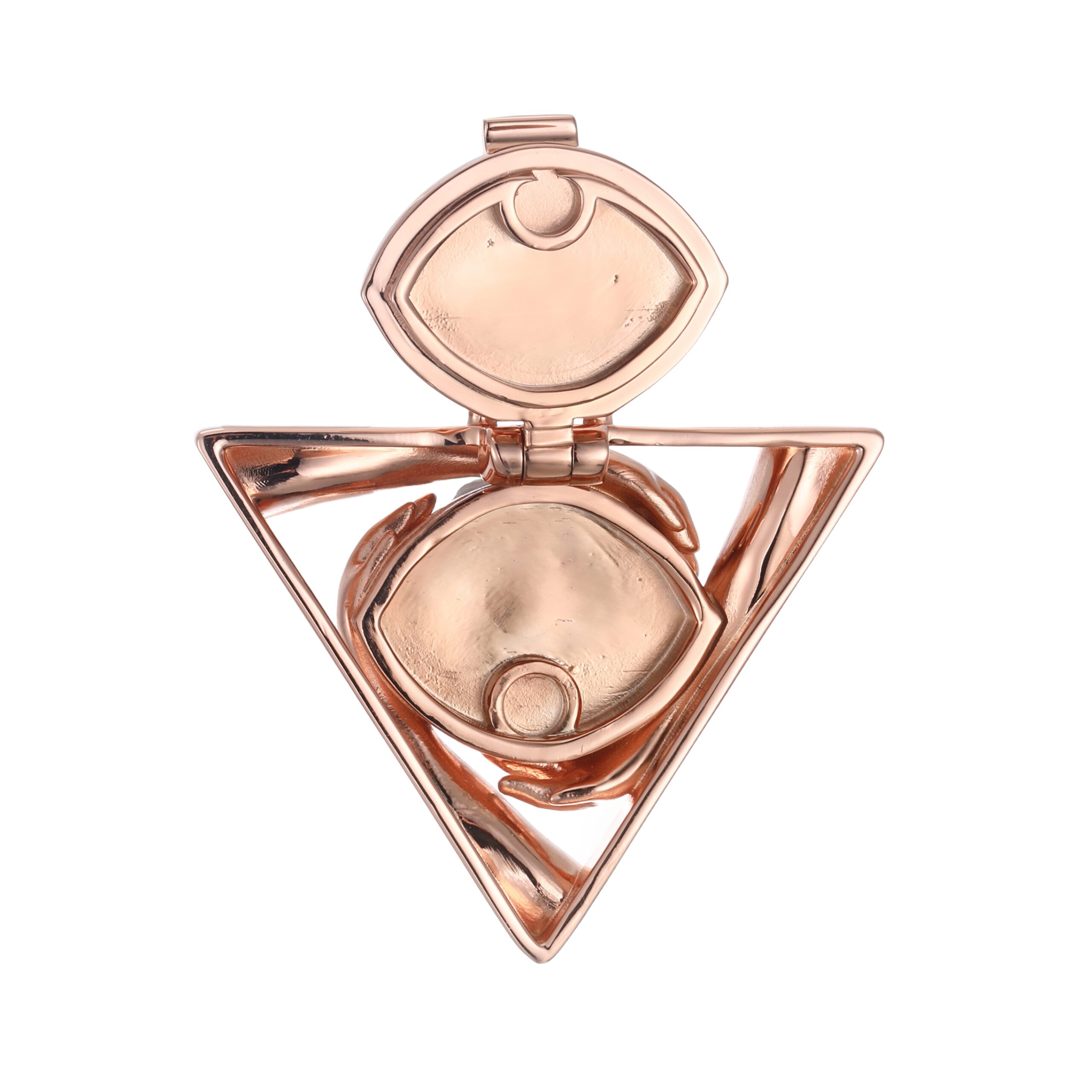 Spiral Crystal Hands Hug Triangle Rose Gold Statement Pendant - 图片 5