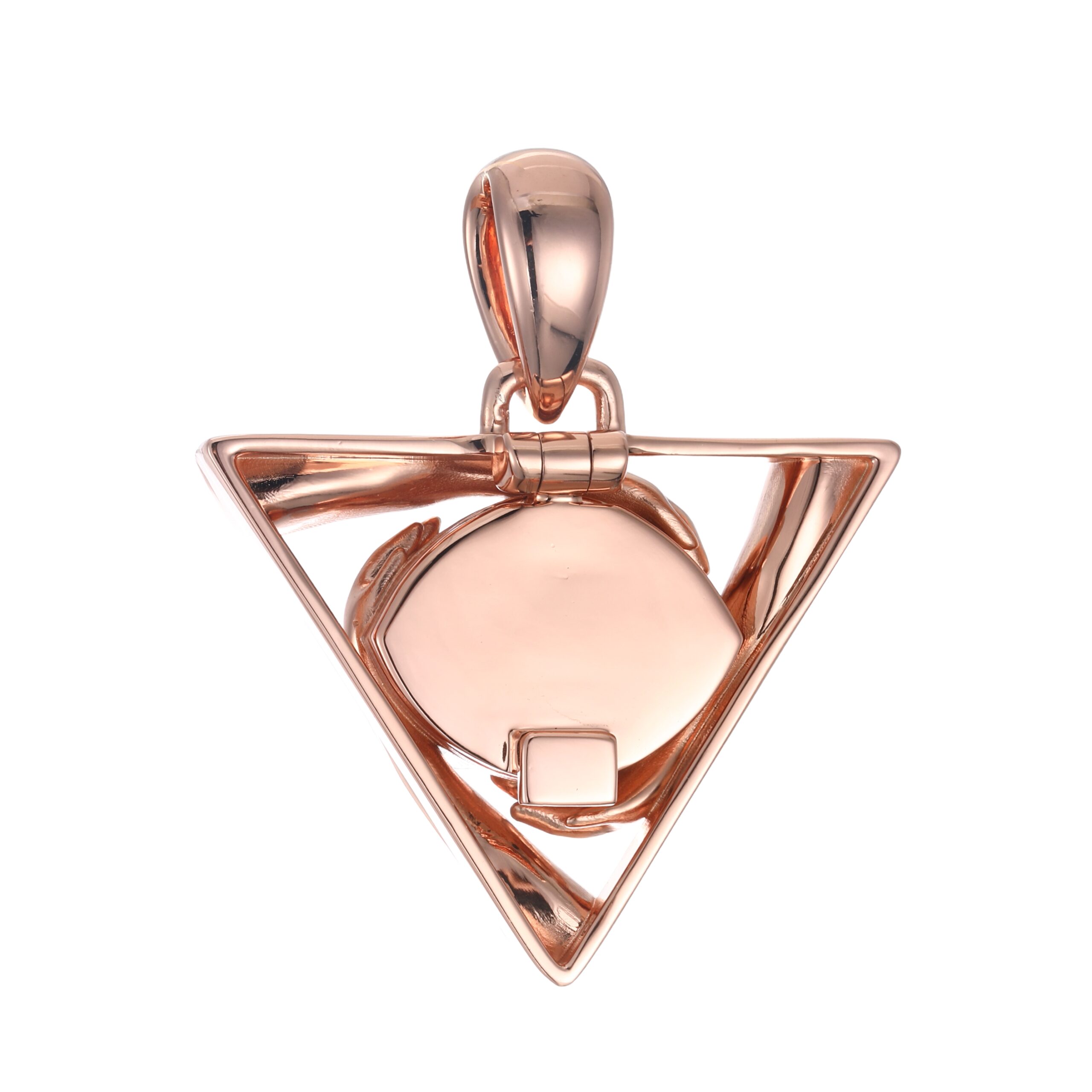 Spiral Crystal Hands Hug Triangle Rose Gold Statement Pendant - 图片 6