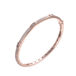 Luxury Full Micro Pave Rose Gold Hinged Bangle
