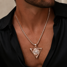 Spiral Crystal Hands Hug Triangle Rose Gold Statement Pendant