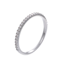 Fully Customizable Half Eternity Pave Stackable Wedding Band White Gold Plated Thin Micro Pave Women Stacking Promise Ring
